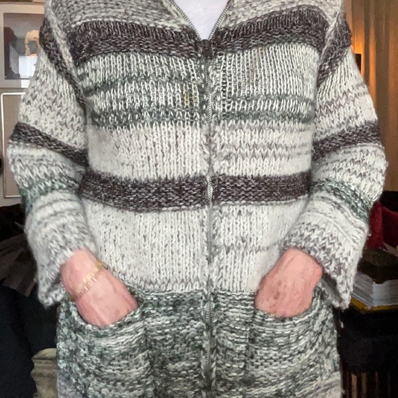 Isabel Marant Etoile Persan Cardigan Zip Up Ivory Thick Hooded Sweater Sz EU 38 - Picture 3 of 13